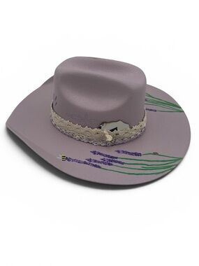 Lavender Floral Trim Women's Wide Brim Hat